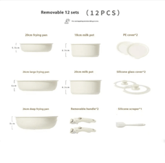 Removable Handle Non-Stick Pot Set with Steamer