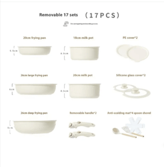 Removable Handle Non-Stick Pot Set with Steamer