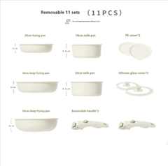 Removable Handle Non-Stick Pot Set with Steamer