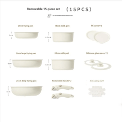 Removable Handle Non-Stick Pot Set with Steamer
